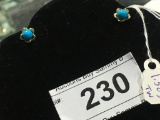 14k & Blue Stone Earrings TW 1.38 g