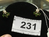 14k & Green Stone Earrings  TW 3.19 g