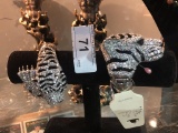 2 Rhinestone Tiger Bracelets High Bidder to Pay 2X$                  Stand Not Included
