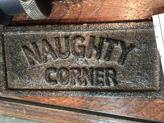 Cast Iron Name Plate " Naughty Corner" 5 3/8" long