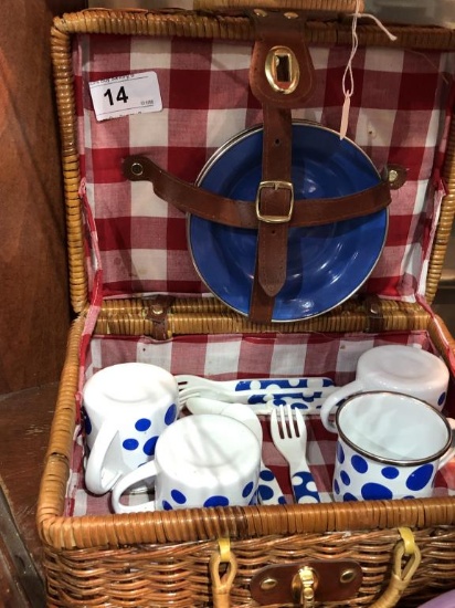 Child's Picnic Set in Wicker Basket Place Setting