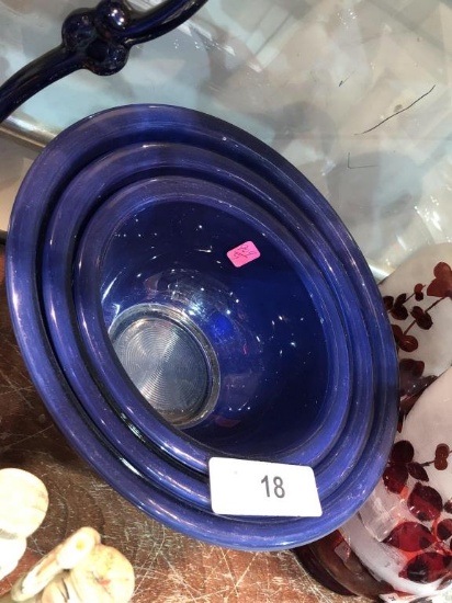 3 Nesting Glass Pyrex Bowls Cobalt