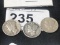 3-.9 Silver Mercury Dimes 1941, 1942 D, 1944S