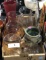5 Clear Glass Vases, 1 Red, 1 Orange 1 Pottery