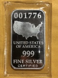 .999 1oz Silver Bar - United States of America