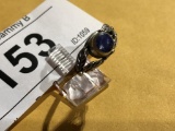 .925 Silver Ring w/ Blue Stone sz 9