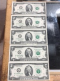 2009 -5 Consecutive Numbers $2 Dollar Note