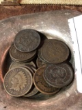 15 Indian Head One Cent Coins    Dish Not Included
