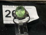 Sterling Ring w/ Green Stone sz 6.25