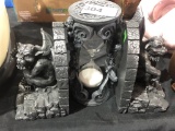 Gargoyle Bookends and Sand Timer