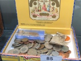 Cigar Box of Foreign Coins