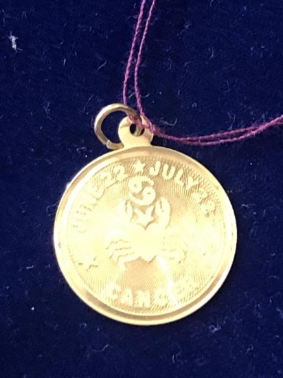 14k Zodiac Pendant "cancer"  1.42 grams