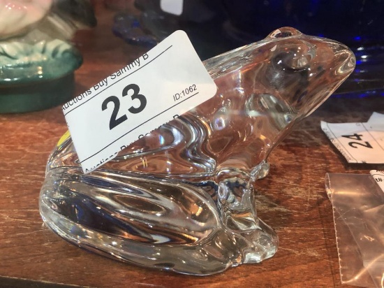 Baccarat Glass Frog Etched Name 4 1/2" long