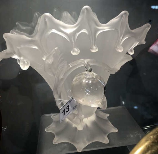 Hand Blown Satin Glass Vase Opaque Apple Design