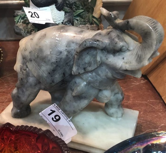 Soapstone Elephant on Stand  6" Tall