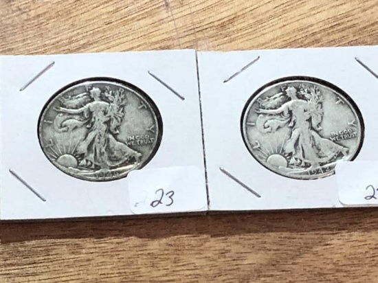 (2) Silver Walking Liberty 1/2 Dollar Coins 1942 &