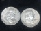 2 Silver Franklin Half Dollars - 1963 D, 1957 D