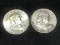 2 Silver Franklin Half Dollars - 1963 D, 1960 D