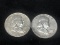 2 Silver Franklin Half Dollars 1962 D, 1962 D