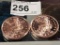 (2) .999 1oz Copper Rounds  - Seated Liberty