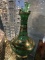 VTG Green Glass W/ Gold Trim Decanter  9 1/2