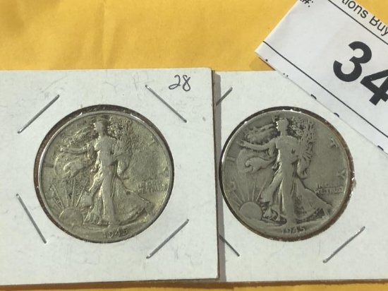 (2) Silver Walking Liberty 1/2 Dollar Coins