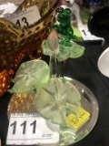 Blown Glass Frog on Lilly Pad on Mirror Stand