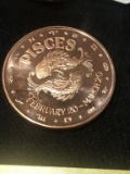 .999 1oz Copper Round - Pisces Zodiac Sign