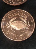 .999 1oz Copper Round -  Cancer Zodiac Sign