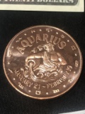 .999 1oz Copper Round -Aquarius Zodiac Sign