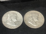 2 Silver Franklin Half Dollars - 1963 D, 1963 D