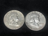 2 Silver Franklin Half Dollars 1962 D, 1962 D