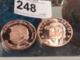 (2)  .999 1oz Copper Rounds, Donald J Trump Tokens