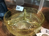 VTG Yellow Depression Glass Divided Dish