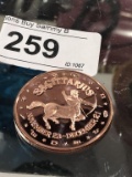 .999 1oz Copper Round - Sagittarius Zodiac Token