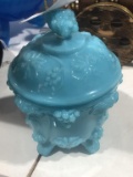 VTG Blue Grape Design Lidded Candy Dish