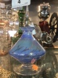 Blue Swirl Art Glass Perfume Bottle   7