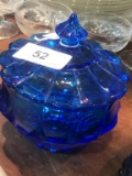 VTG Cobalt Blue Candy Dish Lidded  6 1/2
