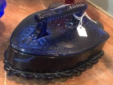 VTG Imperial Royal Blue Iron Shaped Lidded Dish