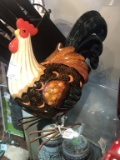 Ceramic and Metal Rooster Candle Holder   One Wing