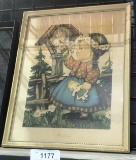 Framed litle girl with flowers and doll
