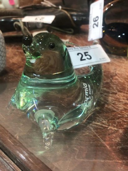 Murano Green Glass Seal w/ Label #178