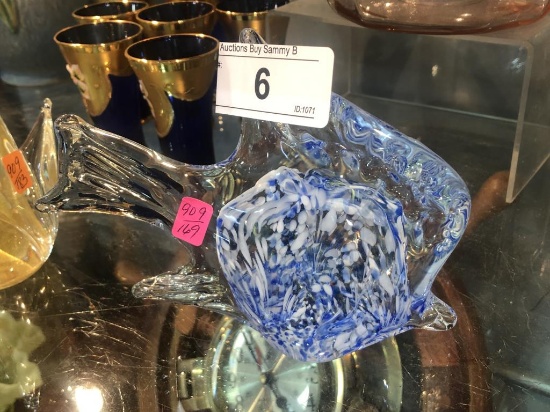 Art Glass Fish w/ Blue Waves #169
