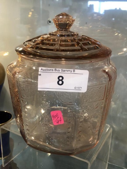 Vintage Pink Depression Biscuit Jar #44
