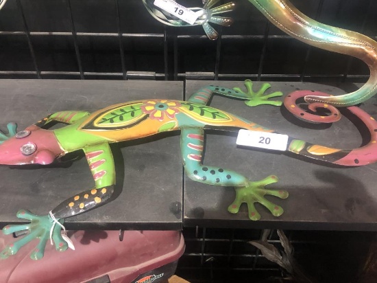 Multi Colored Metal Gecko Yard Art