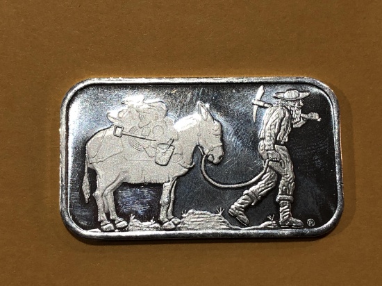 .999 1oz Silver Bar - Miner and Mule