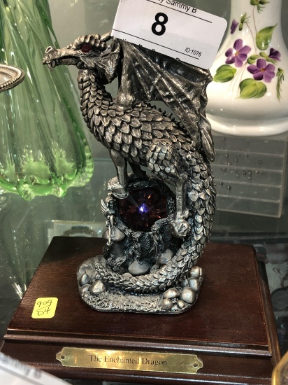 "The Enchanted Dragon" Figurine W/Wood Stand