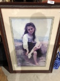 Large Framed Matted Print of  Innocent Girl
