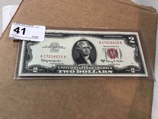 1963 A $2 Two Dollar Red Dot Note