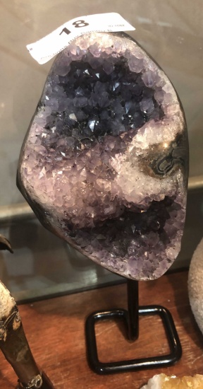 Geode Amethyst Crystal Polished Stone on Metal